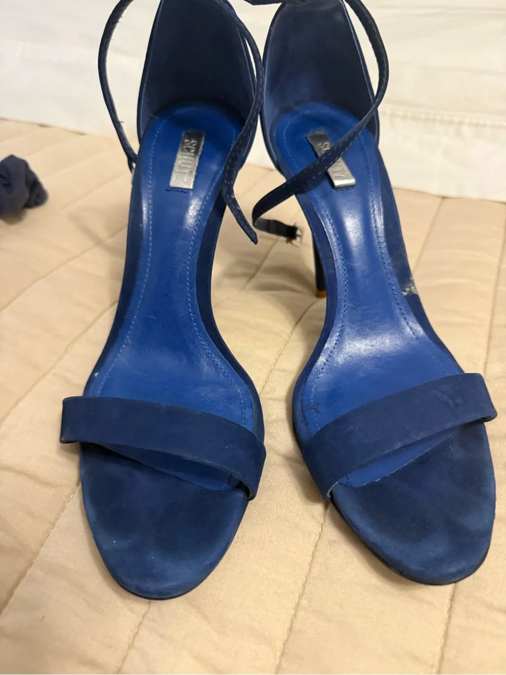 SCHUTZ Royal Blue Ankle-Strap Stiletto Sandals